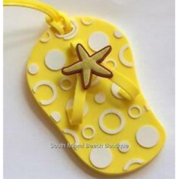 2 TAGS Yellow Starfish Flip Flop Luggage Tag - Picture 4 of 6